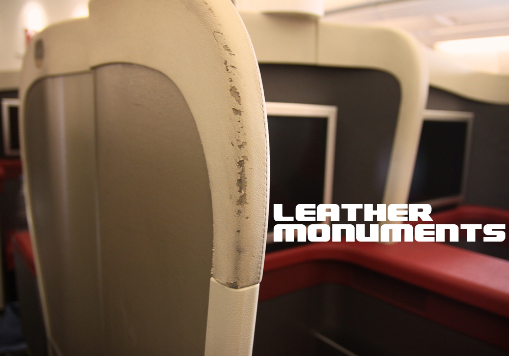 Leather business class monuments restored, arm rests, food trays, door panels, bustle panels, kingfisher, a330, airbus,