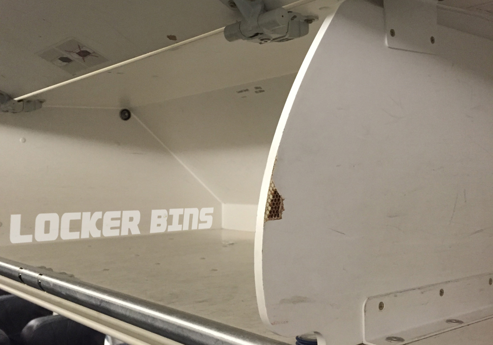 Locker bin, overhead stowage bin composite damage, casa, easa 145 mro, tiger air